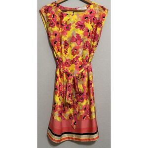 Loft Women's Dress 10 Colorful‎ Cap Sleeve Asymmetrical Artsy Festival Bright